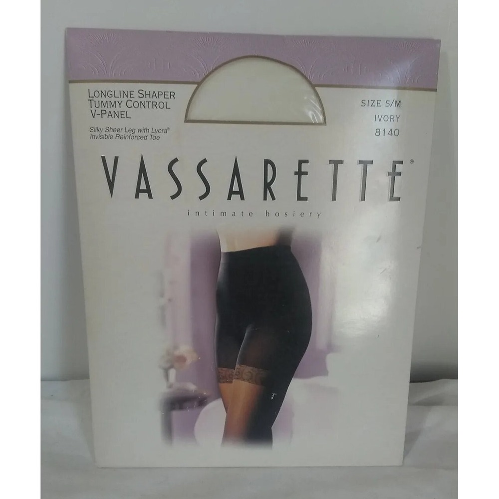 Pantyhose‎ Tummy Control Sz S/M NOS Vassarette Longline Shaper Ivory 8140 READ